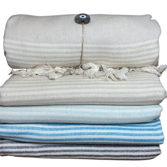 Striped Multi-Color Turkish Towels - Picture 5 of 8